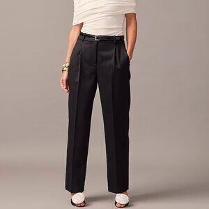 J. Crew Size 4 Essential Straight Classic Black Pleated Pant NWT